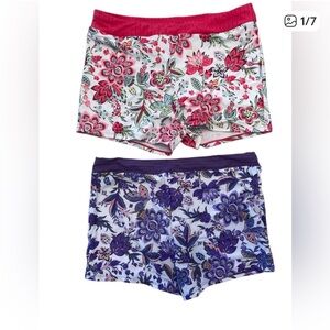 Purple and Pink Floral Swim Shorts Set, New without Tags